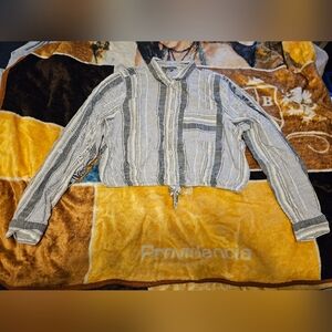 Striped Button-Up Cropped Shirt